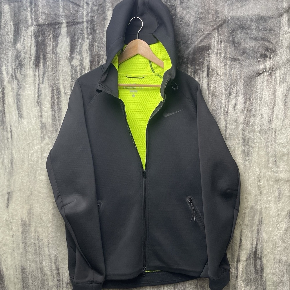 Nike Tech Therma-Fit Men's XL Black Full Zip Hoodie Jacket Pockets Swoosh Logo